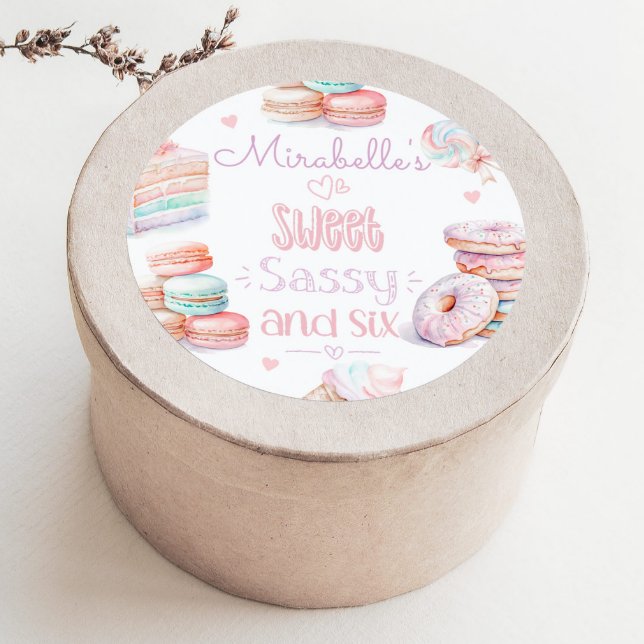 Sweet sassy ans six pastel birthday classic round sticker (Creator Uploaded)