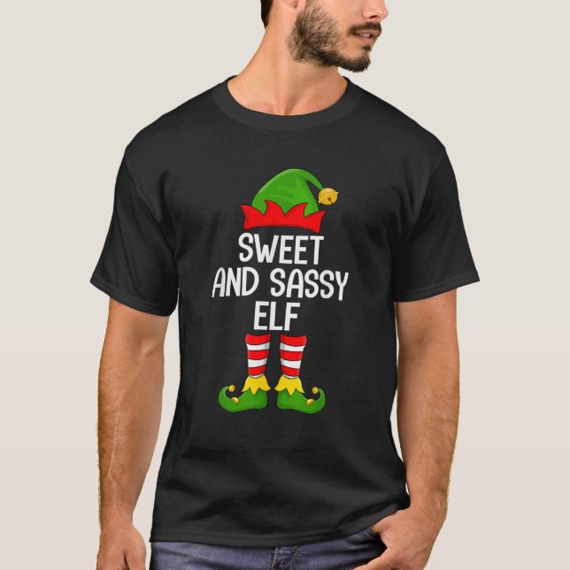 Sweet Sassy Elf Xmas Family Matching Elf Squad Chr T-Shirt (Front)