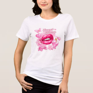 Sweet & Sassy Pink Coquette Graphic T-Shirt | Y2K Tri-Blend Shirt