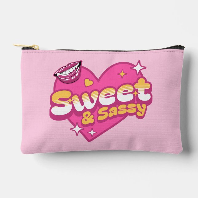 Sweet & Sassy Retro Heart Accessory Pouch (Front)