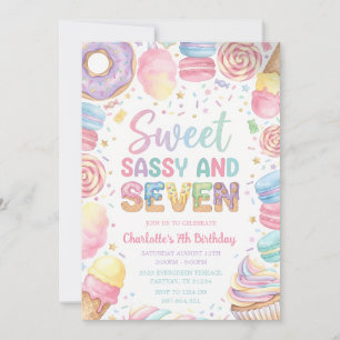 Sweet Sassy Seven 7th Birthday Invitation