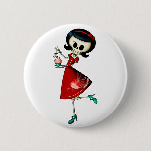 Sweet & Scary Skeleton Girl 6 Cm Round Badge