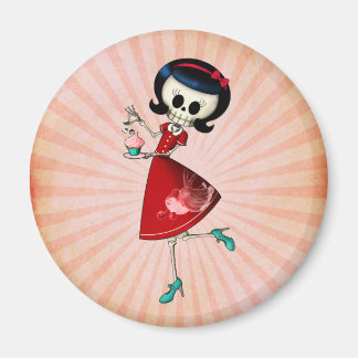 Sweet & Scary Skeleton Girl Magnet