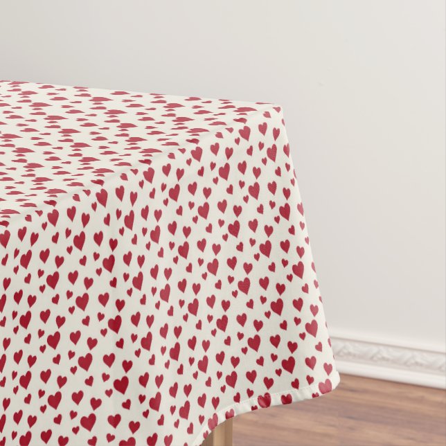 Sweet Scatter Hearts - Cream & Red Tablecloth (In Situ)