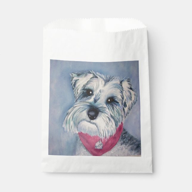 SWEET SCHNAUZER PUPPY DOG THANK YOU FAVOUR BAG (Front)