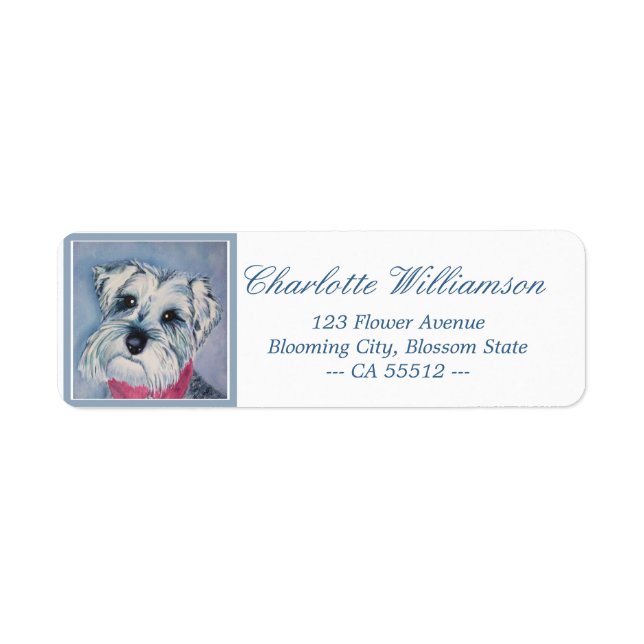 Sweet Schnauzer Puppy Return Address Label (Front)