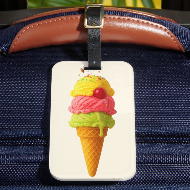 Sweet Scoop – Ice Cream Cone Luggage Tag (Front Insitu 2)