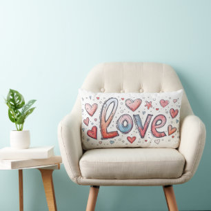 Sweet Scribble Love Slogan Lumbar Cushion