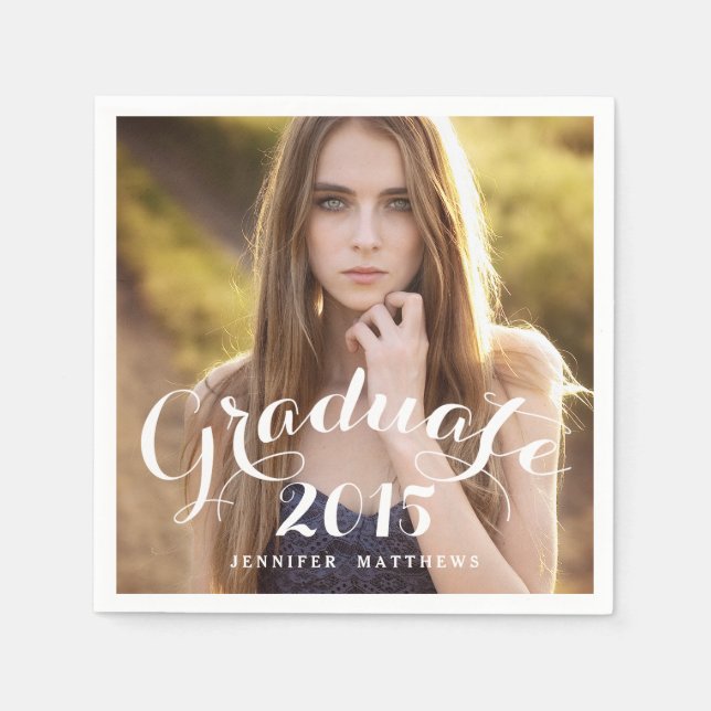 Sweet Script | 2015 Graduation Photo Paper Napkins (Front)