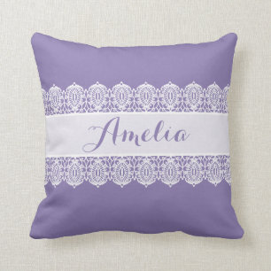 Sweet Script - Soft Purple Lace Monogram Cushion