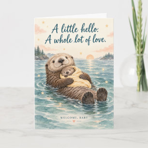 Sweet Sea Otter Welcome Baby Congratulations Card