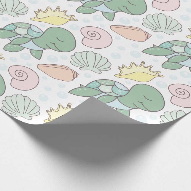 Sweet Sea Turtle And Baby Wrapping Paper (Corner)