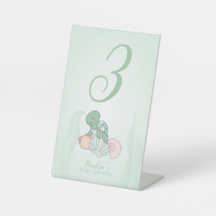 Sweet Sea Turtle Baby Shower Table Number Pedestal Sign