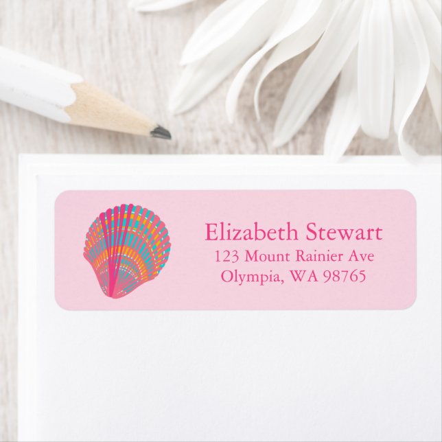Sweet Seashells Pink Blue CUSTOM Mailing  Return Address Label (Insitu)