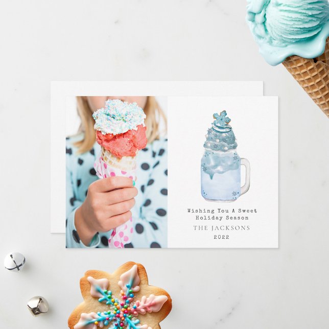 Sweet Season Blue Snowflake Milkshake Christmas Holiday Card (Creator Uploaded)