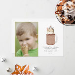 Sweet Season Chocolate Snowman Milkshake Holiday Card<br><div class="desc">Illustration of chocolate mason jar milkshake topped with sprinkles,  chocolate chips,  hot fudge,  caramel,  snowflake Christmas cookie,  and marshmallow snowman.  Text says,  "wishing you a sweet holiday season"  Personalise the name,  year,  and photo.</div>