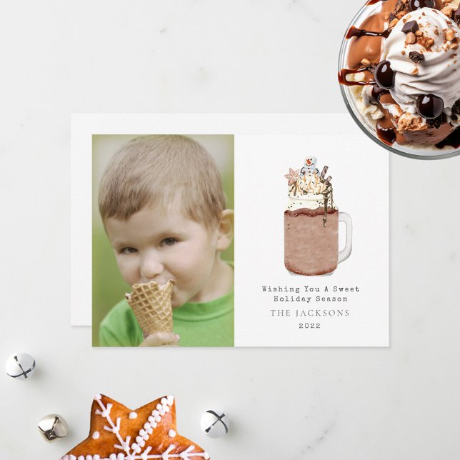 Sweet Season Chocolate Snowman Milkshake Holiday Card (Creator Uploaded)