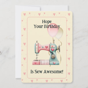 Sweet Sewing Machine Hearts Birthday Card