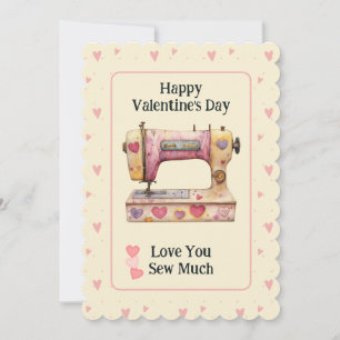 Sweet Sewing Machine Hearts Valentine Day Card