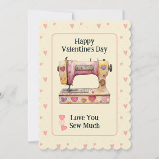Sweet Sewing Machine Hearts Valentine Day Card