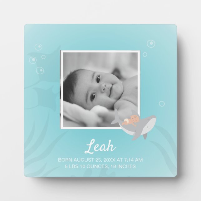 Sweet Shark Baby 5.25 x 5.25 with Easel Plaque (Front)