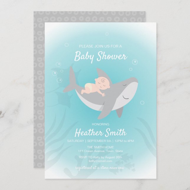 Sweet Shark Baby Shower Invitation (Front/Back)