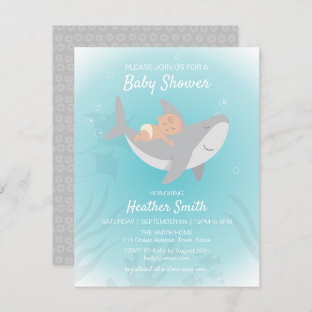 Sweet Shark Baby Shower Invitation (Front/Back)