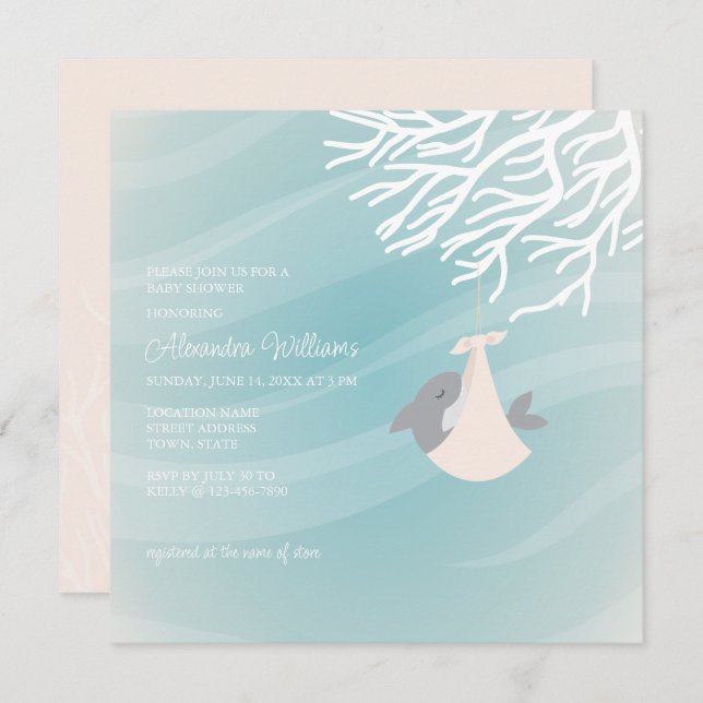Sweet Shark Baby Shower Invitation (Front/Back)