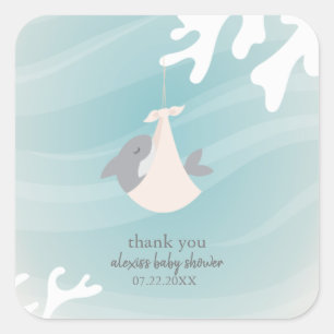 Sweet Shark Baby Square Sticker