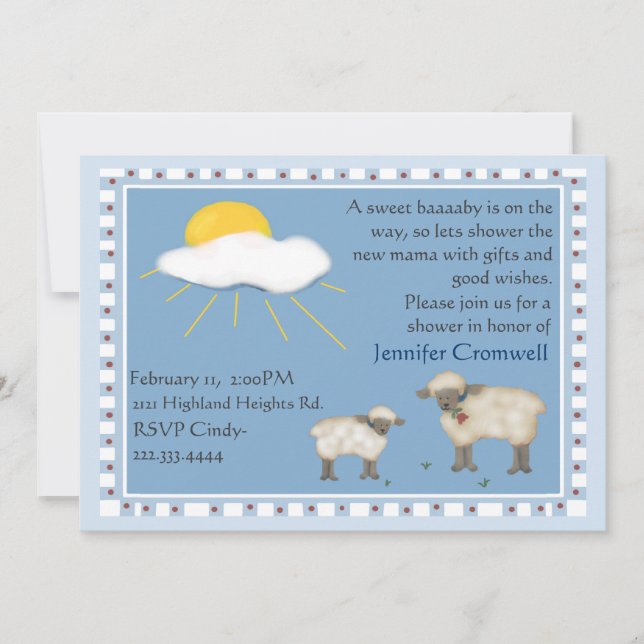 Sweet Sheep baby shower invitation (Front)