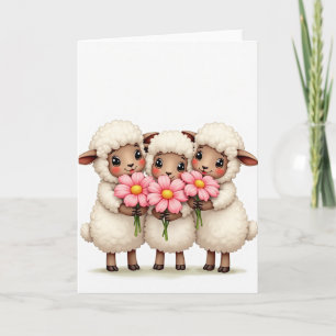 Sweet Sheep Flowers Friend Card