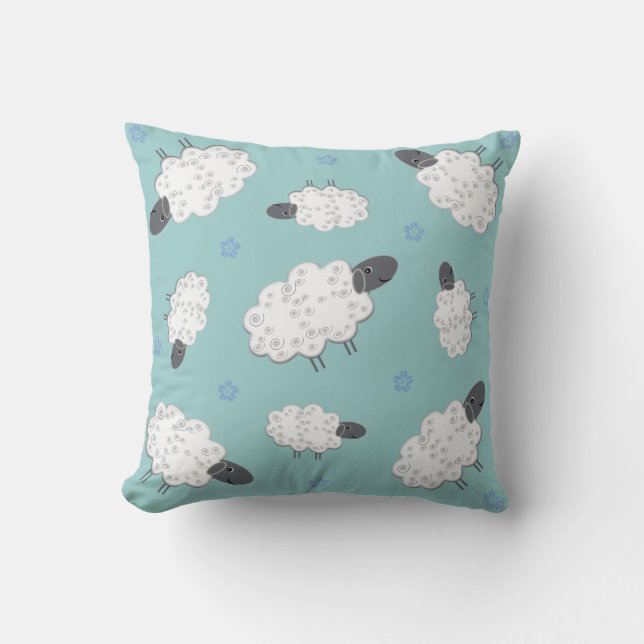 Sweet Sheep Throw Pillow for Kids (Front)