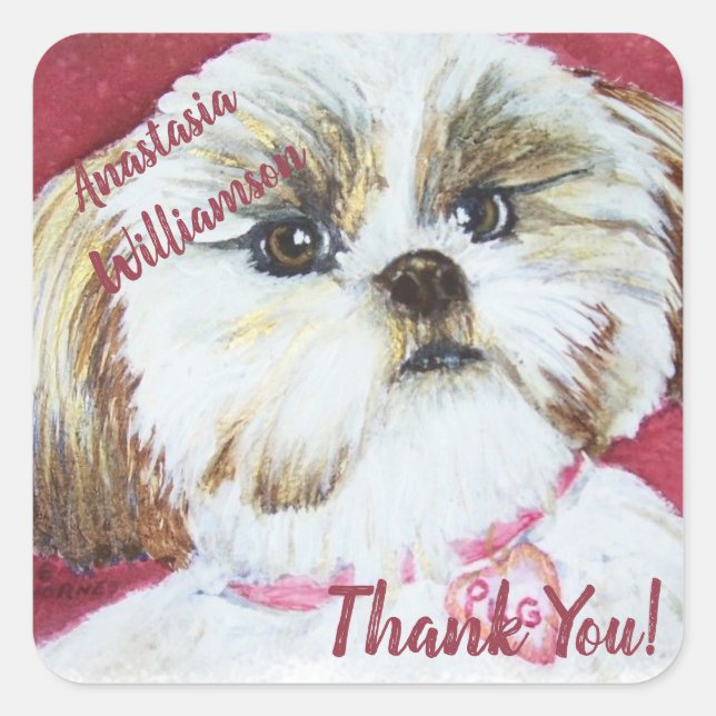Sweet Shih Tzu THANK YOU Square Sticker (Front)