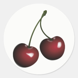 Sweet Shiny Pair of Red Cherries Classic Round Sticker