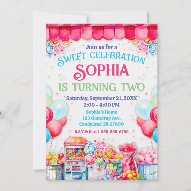 Sweet Shop Birthday Party Invitation (Front)