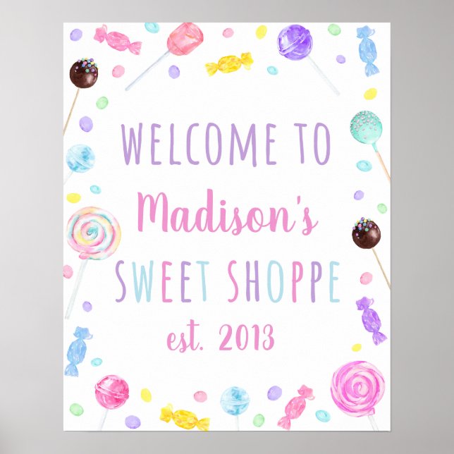 Sweet Shop Candy Birthday Welcome Poster (Front)