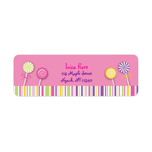 Sweet Shop Lollipop Address Labels (Front)
