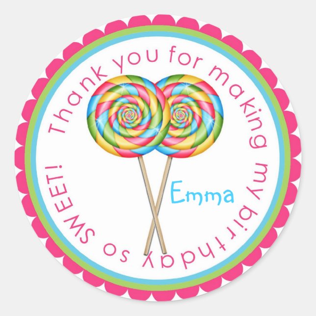 Sweet Shop Lollipop Birthday Stickers (Front)