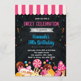 Sweet shoppe birthday party invitation