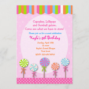 Sweet Shoppe  Candyland Birthday Invitations