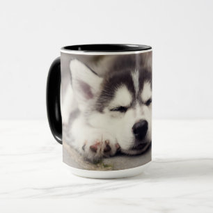 Sweet Siberian Husky Puppy Sleeping Mug