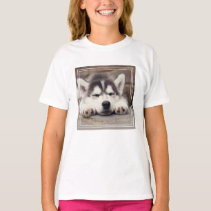 Sweet Siberian Husky Puppy Sleeping T-Shirt