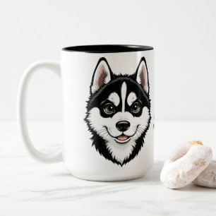 Sweet Siberian Husky Puppy Two-Tone Coffee Mug