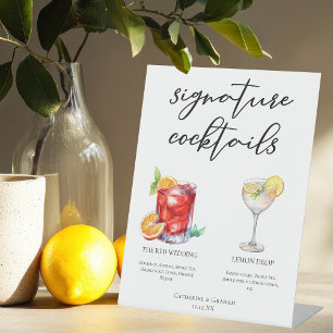 Sweet Signature Cocktails Wedding Menu Pedestal Sign