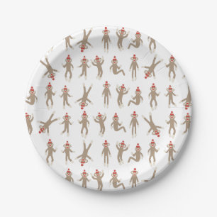 Sweet & Silly Sock Monkey Paper Plate