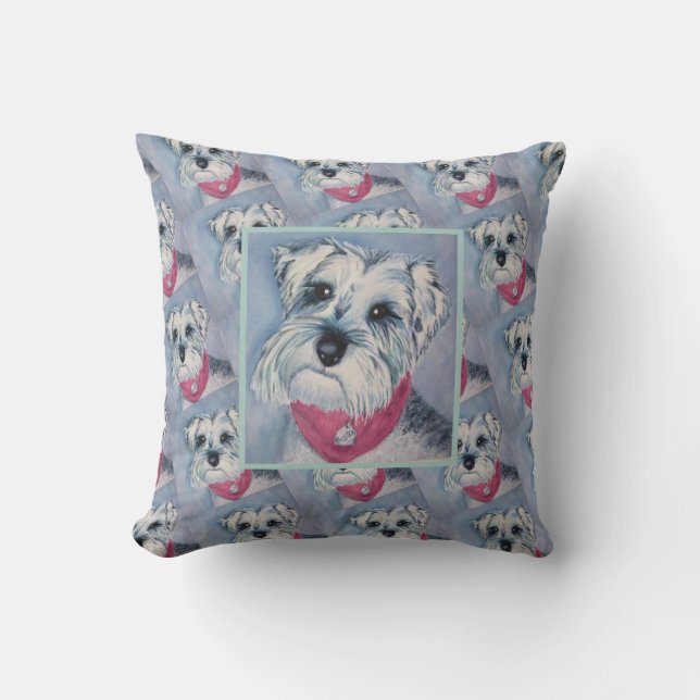 SWEET SILVER GREY SCHNAUZER PUPPY CUSHION (Front)