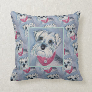 SWEET SILVER GREY SCHNAUZER PUPPY CUSHION