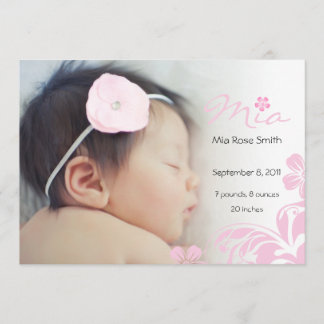 Sweet Simple Floral Baby Girl Announcement