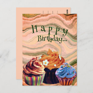 Sweet Simple Happy Birthday Cupcakes Postcard