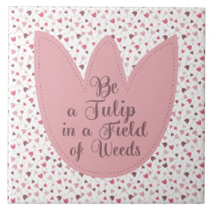Sweet Simple Pink Tulip Pattern, all direction Ceramic Tile